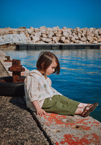 Pantaloni din muselină dublă de bumbac - Adiante Olive Branch