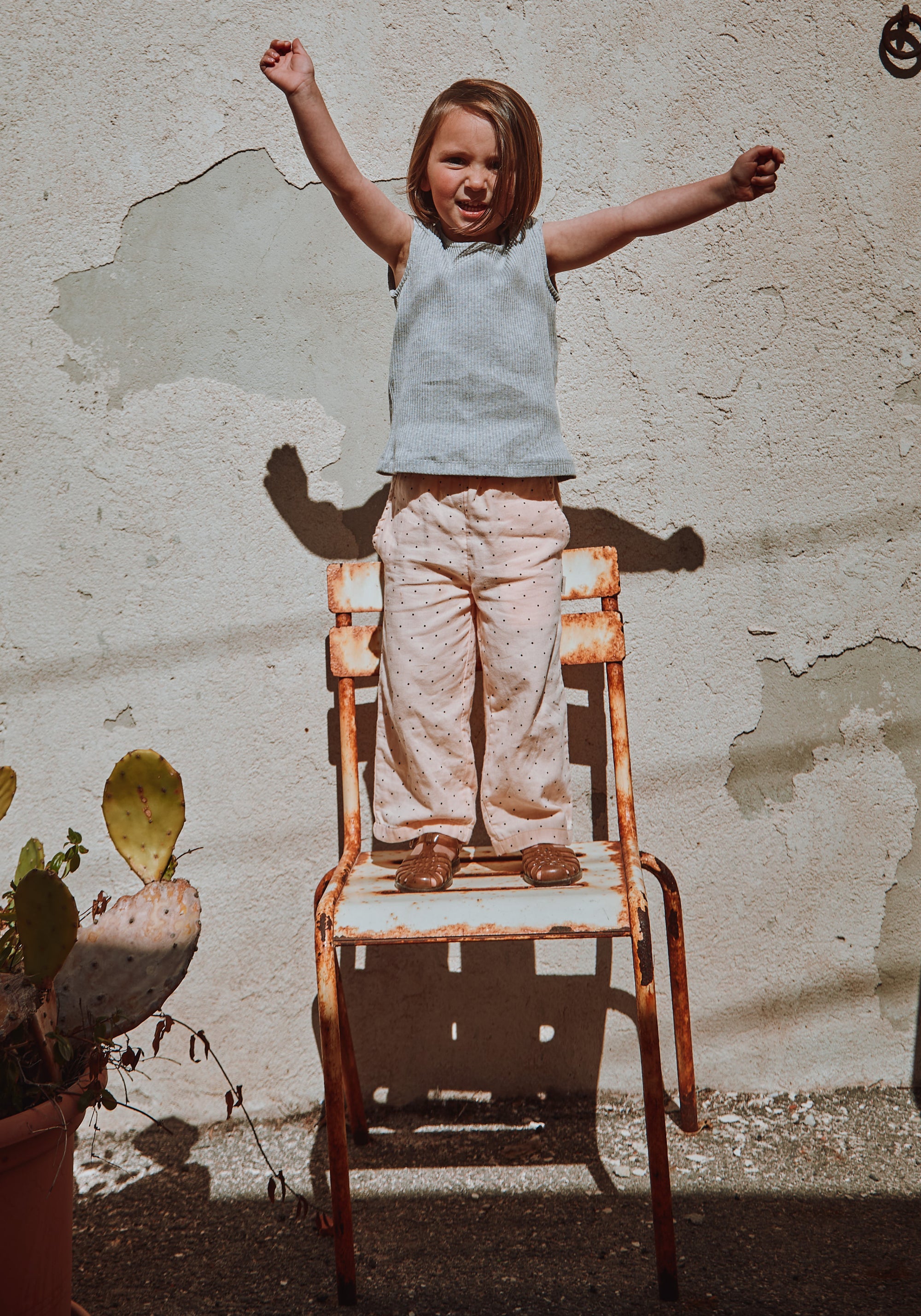 Pantaloni din muselină dublă de bumbac - Pomelos Points Bellini