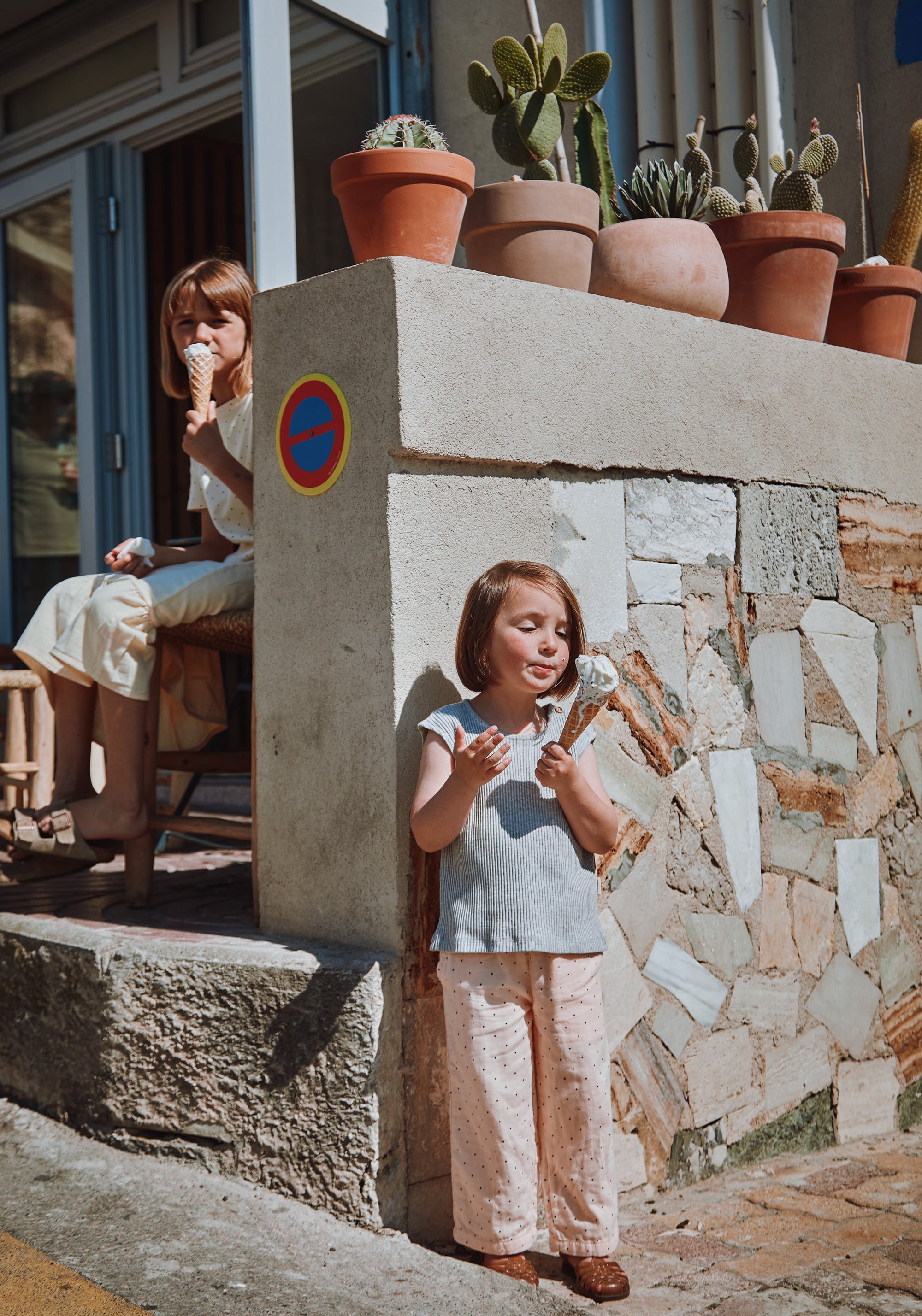 Pantaloni din muselină dublă de bumbac - Pomelos Points Bellini