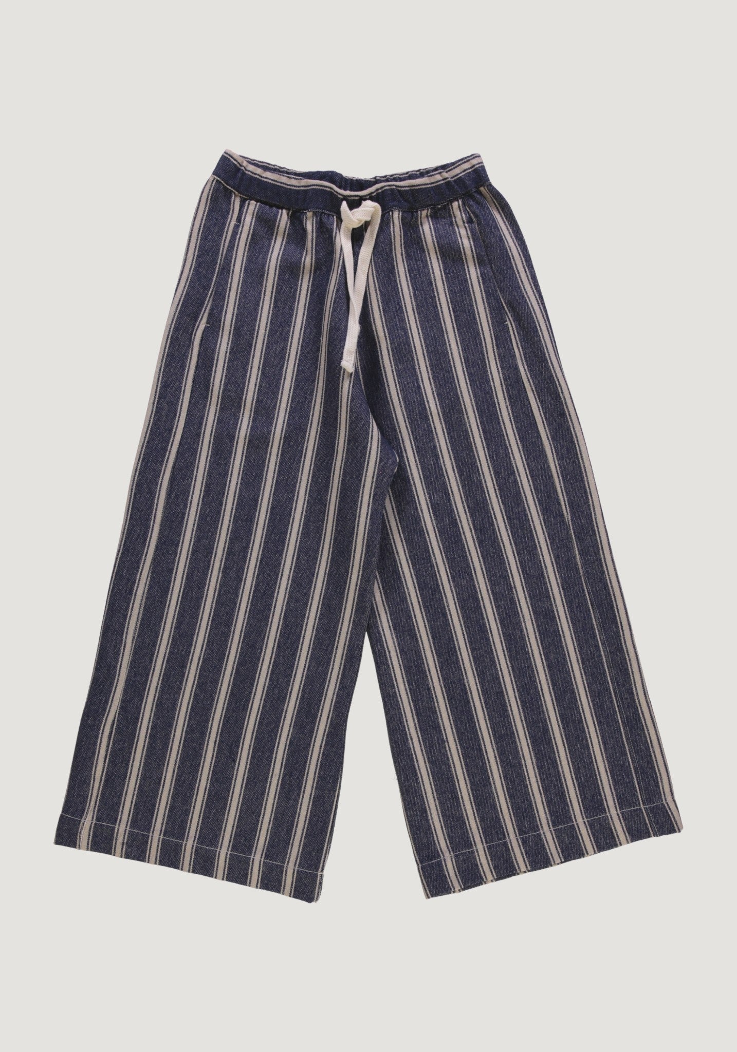 Pantaloni femei din canvas gros de bumbac - Santal Ankle Rayures Bleues