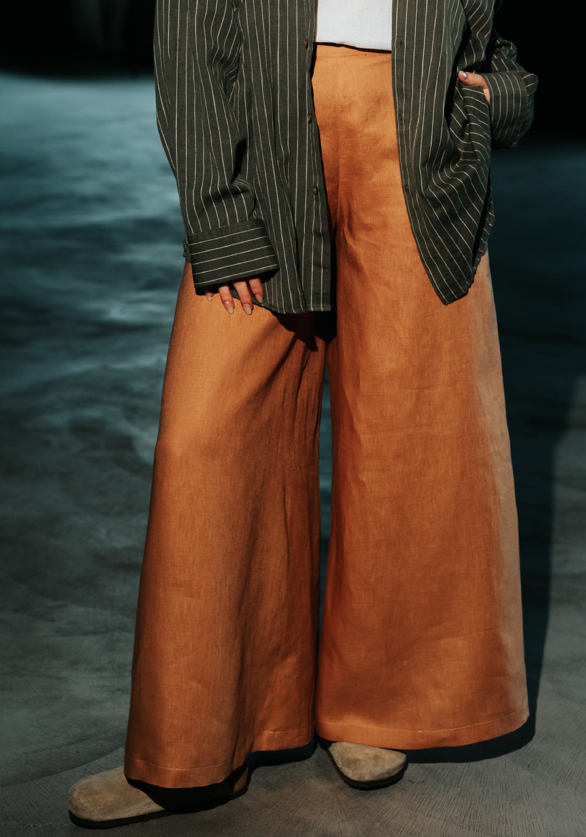 Pantaloni femei din in - Palazzo Cappuccino