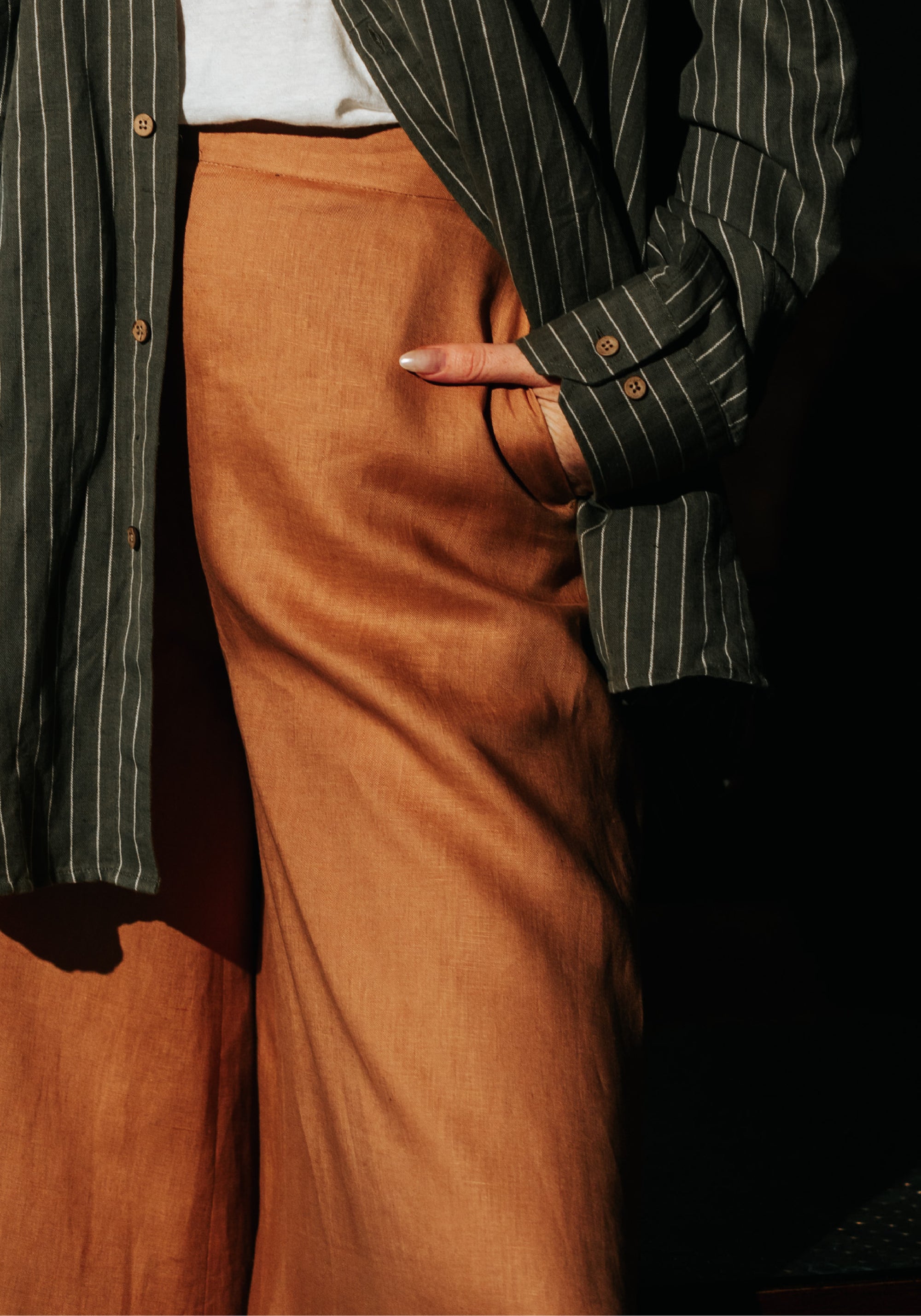 Pantaloni femei din in - Palazzo Cappuccino