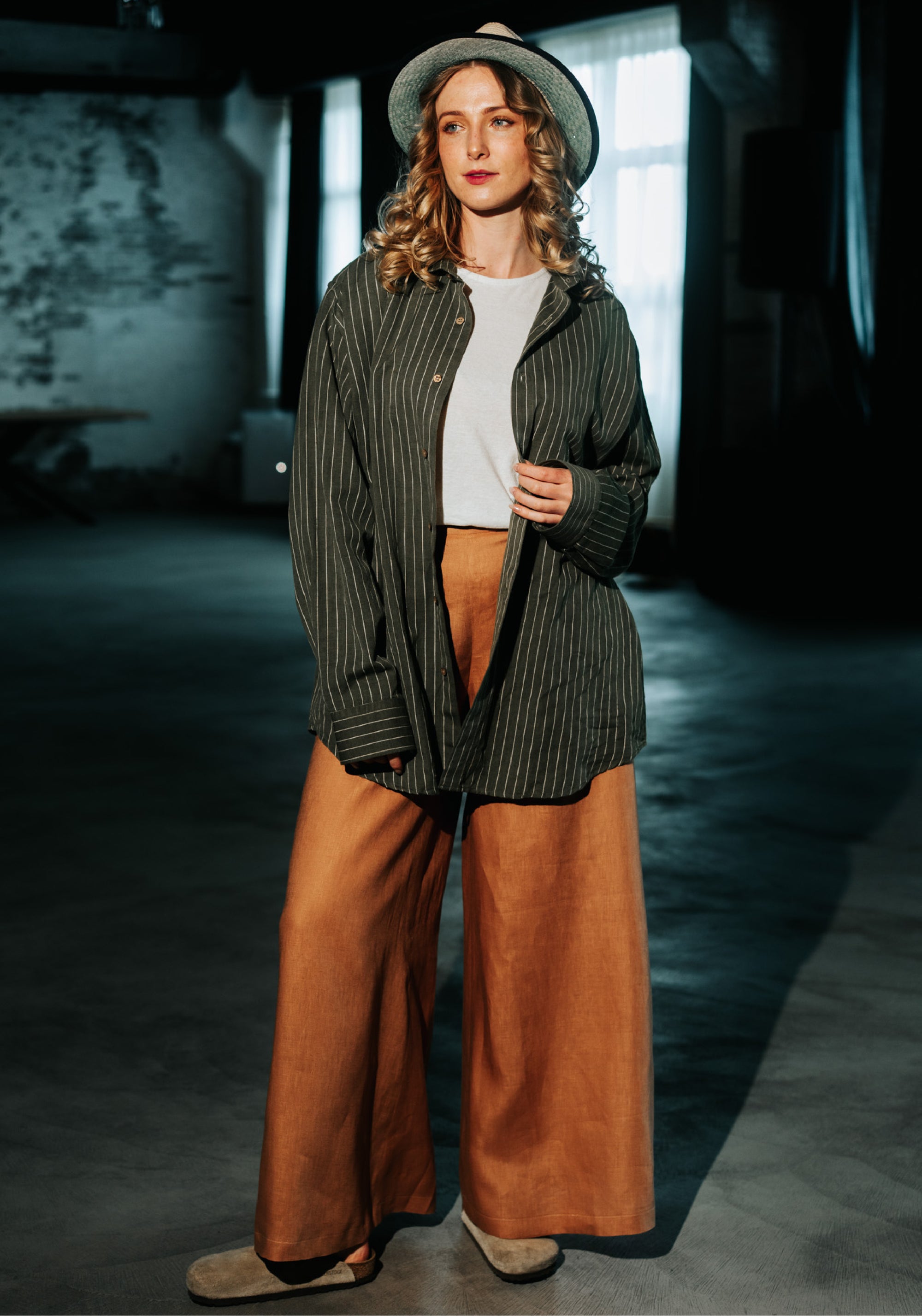 Pantaloni femei din in - Palazzo Cappuccino