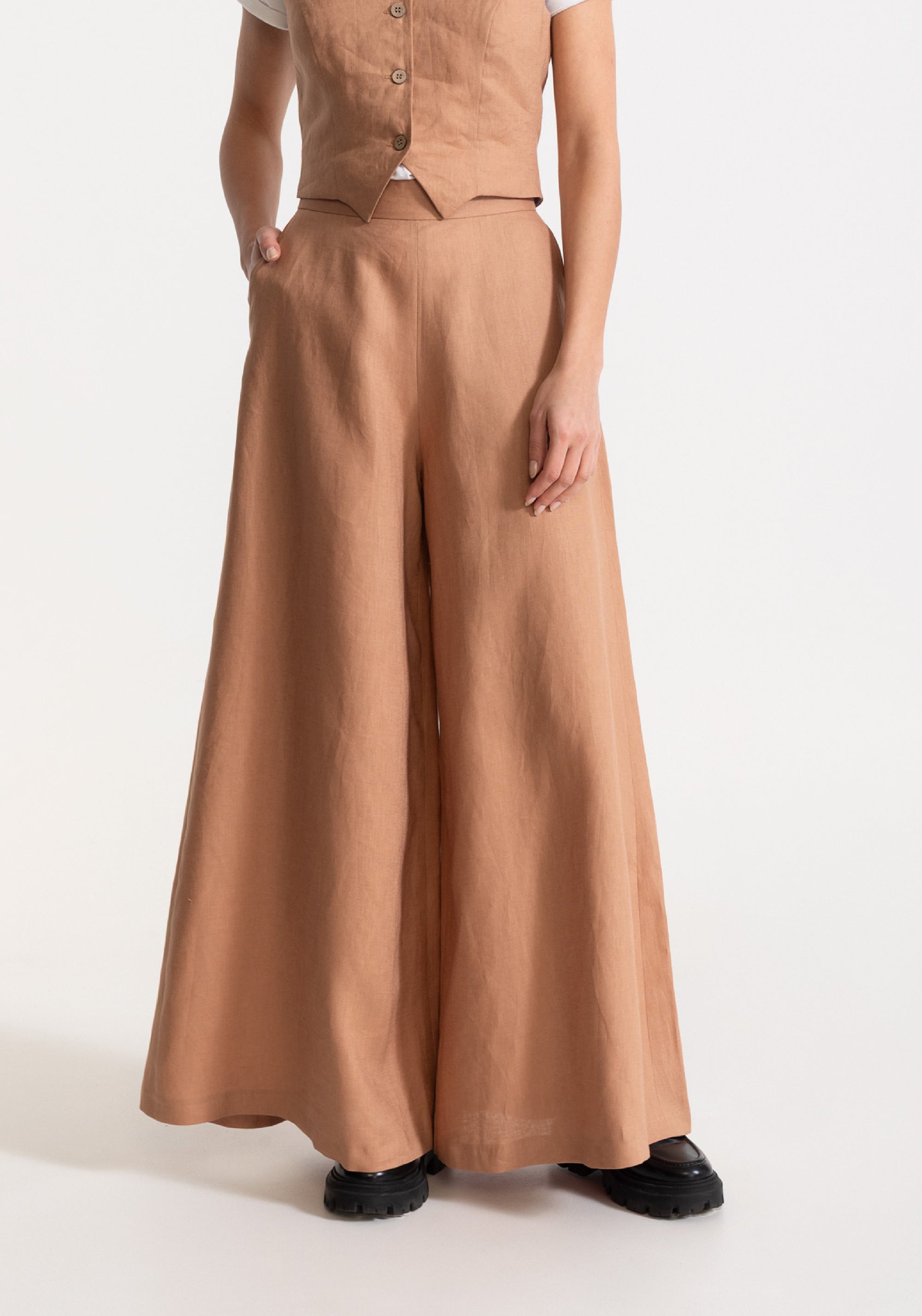 Pantaloni femei din in - Palazzo Cappuccino