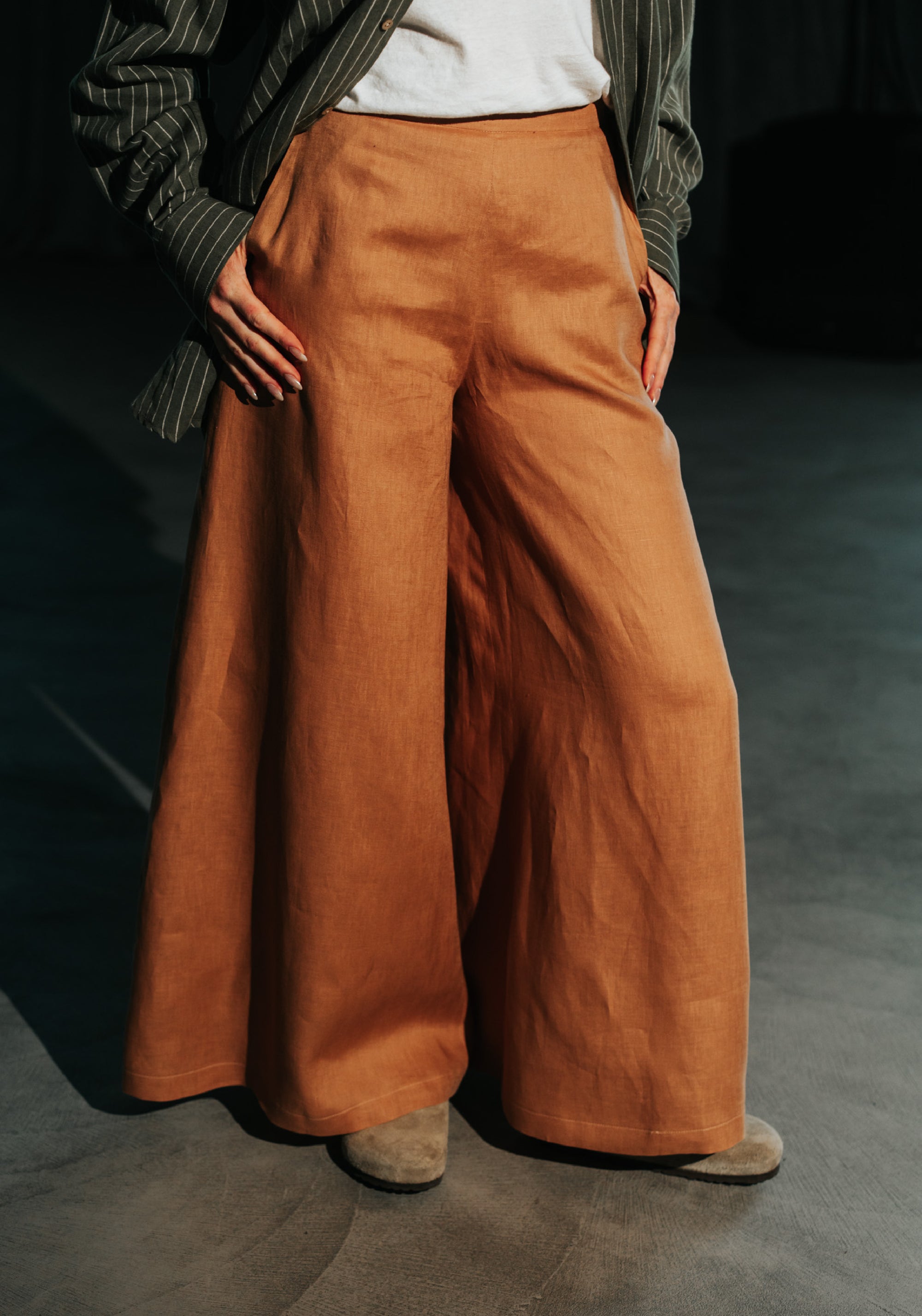 Pantaloni femei din in - Palazzo Cappuccino