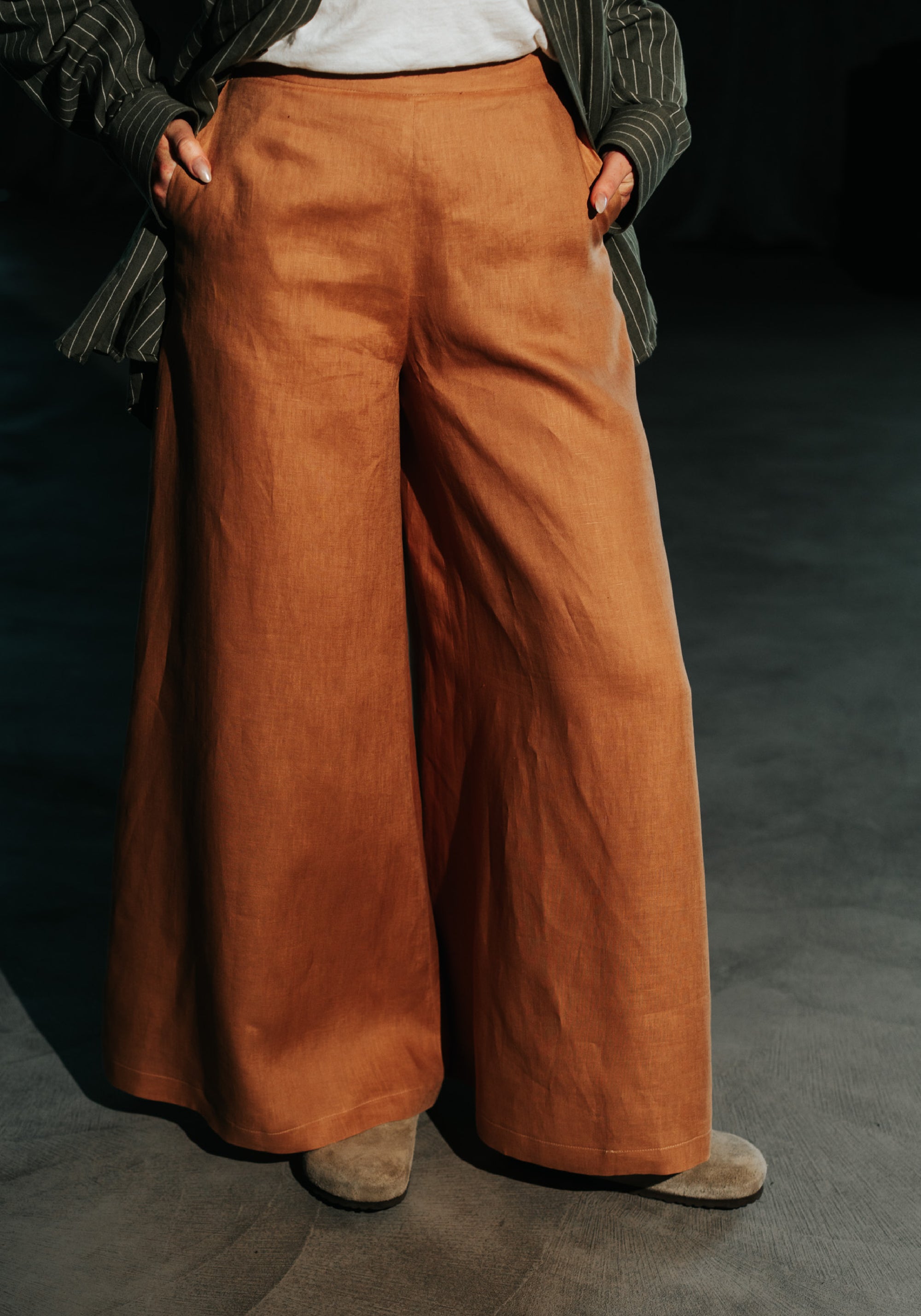 Pantaloni femei din in - Palazzo Cappuccino