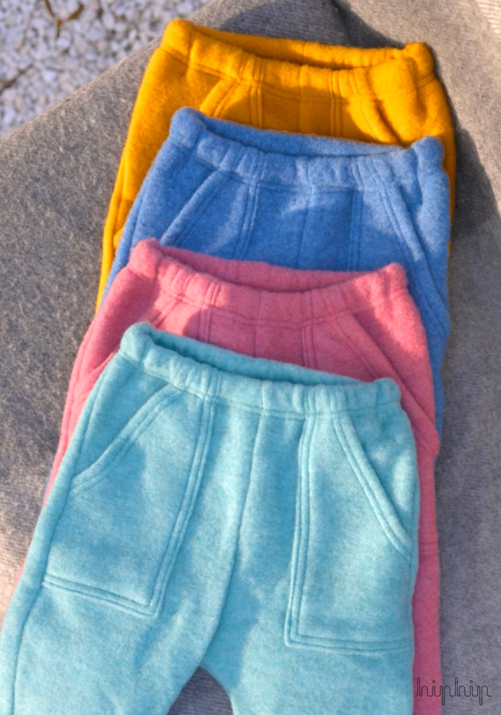 Pantaloni fleece din lână merinos - Yellow
