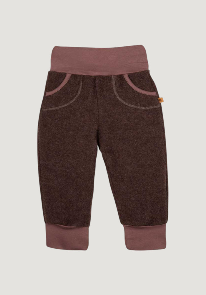 Pantaloni fleece din lână merinos - Dark Brown