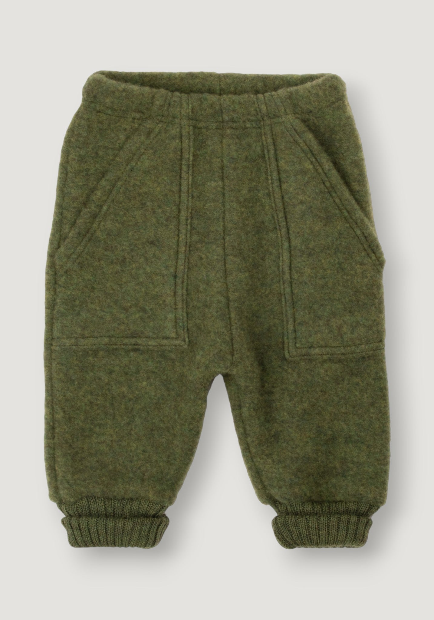 Pantaloni fleece din lână merinos - Dark Olive 80