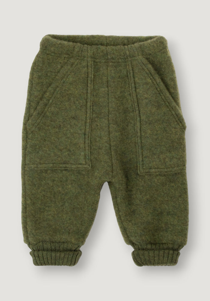 Pantaloni fleece din lână merinos - Dark Olive 80
