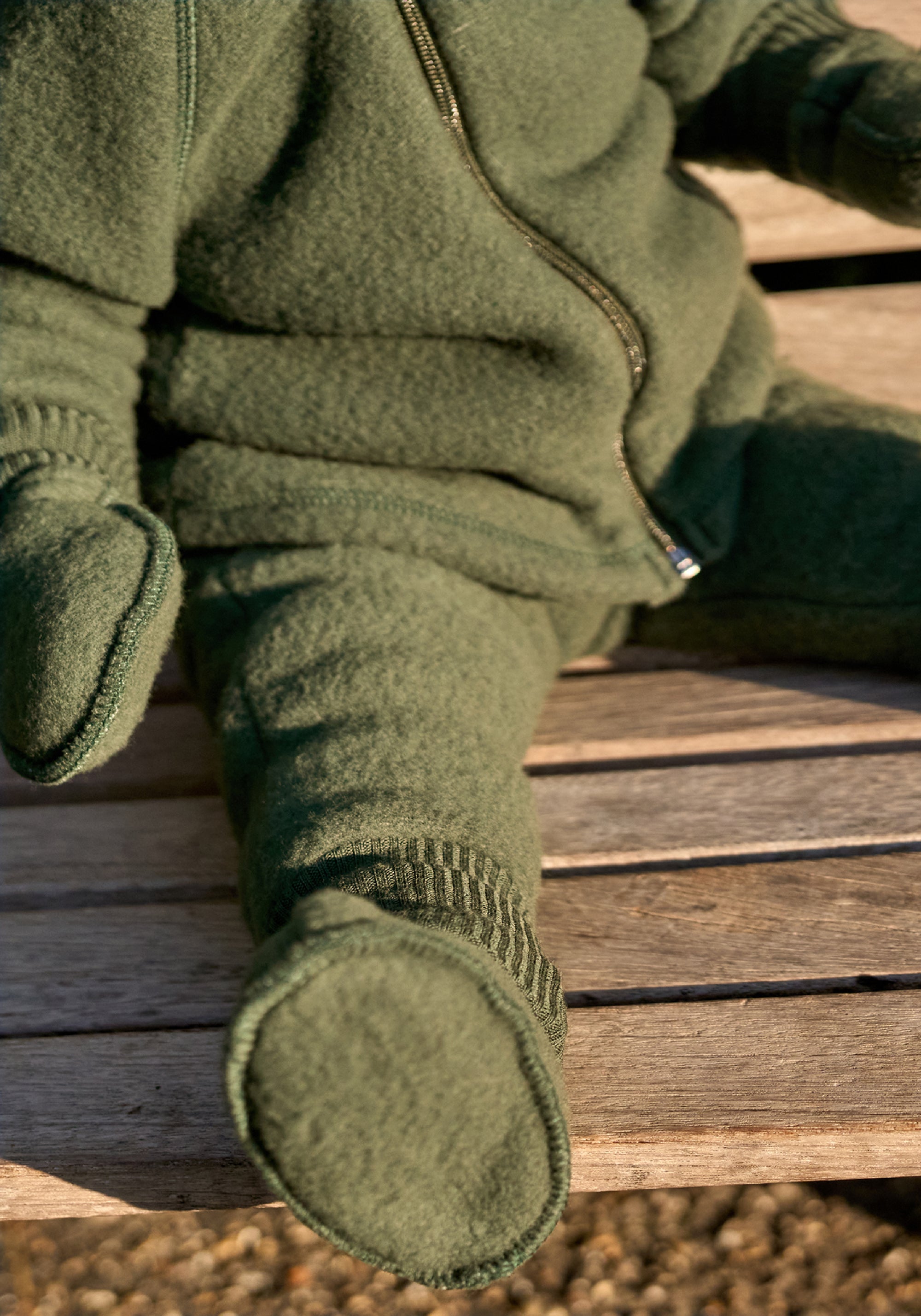Pantaloni fleece din lână merinos - Kombu Green