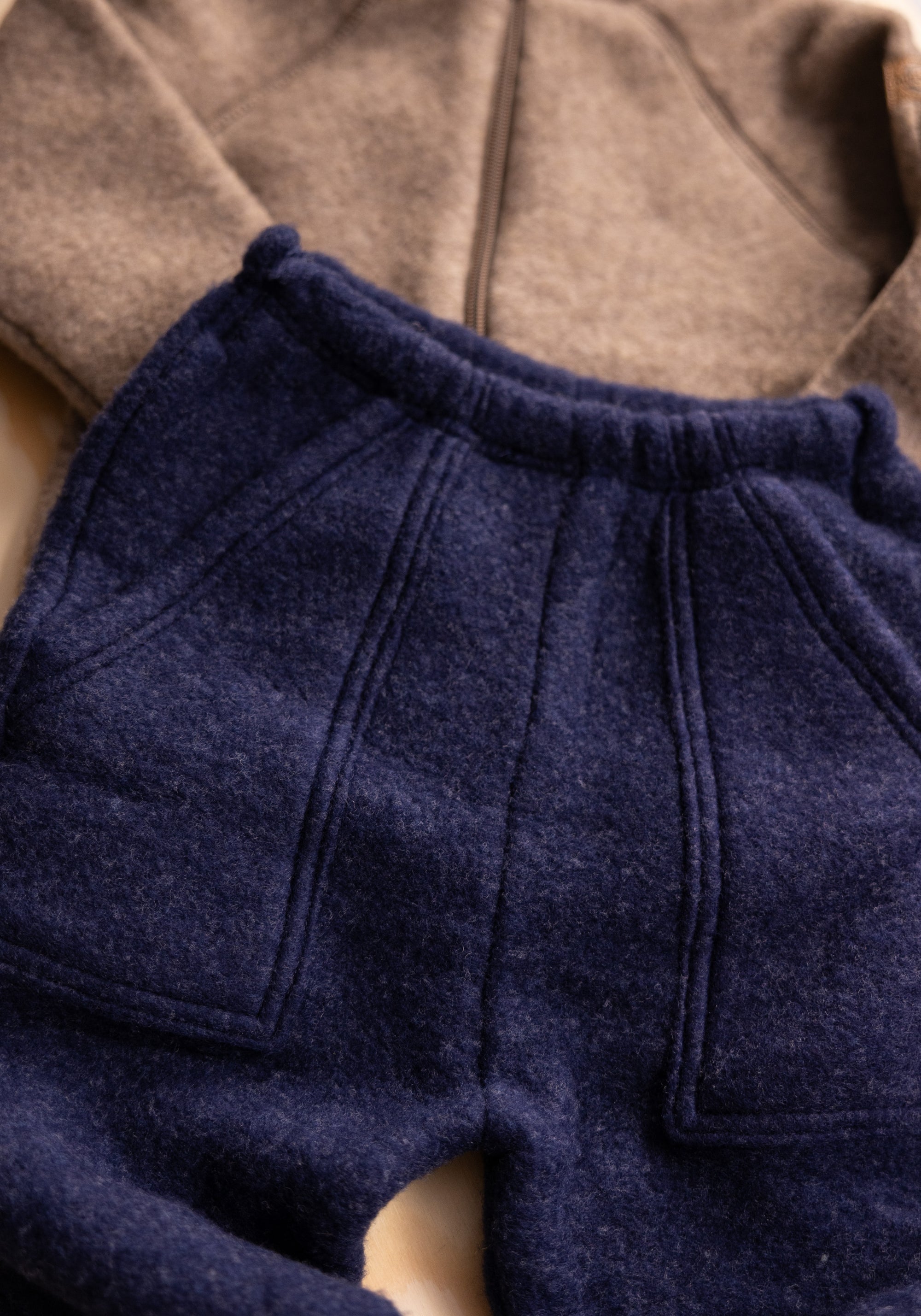 Pantaloni fleece din lână merinos - Marine