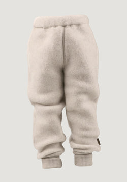 Pantaloni fleece din lână merinos - Melange White