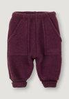 Pantaloni fleece din lână merinos - Plum 80