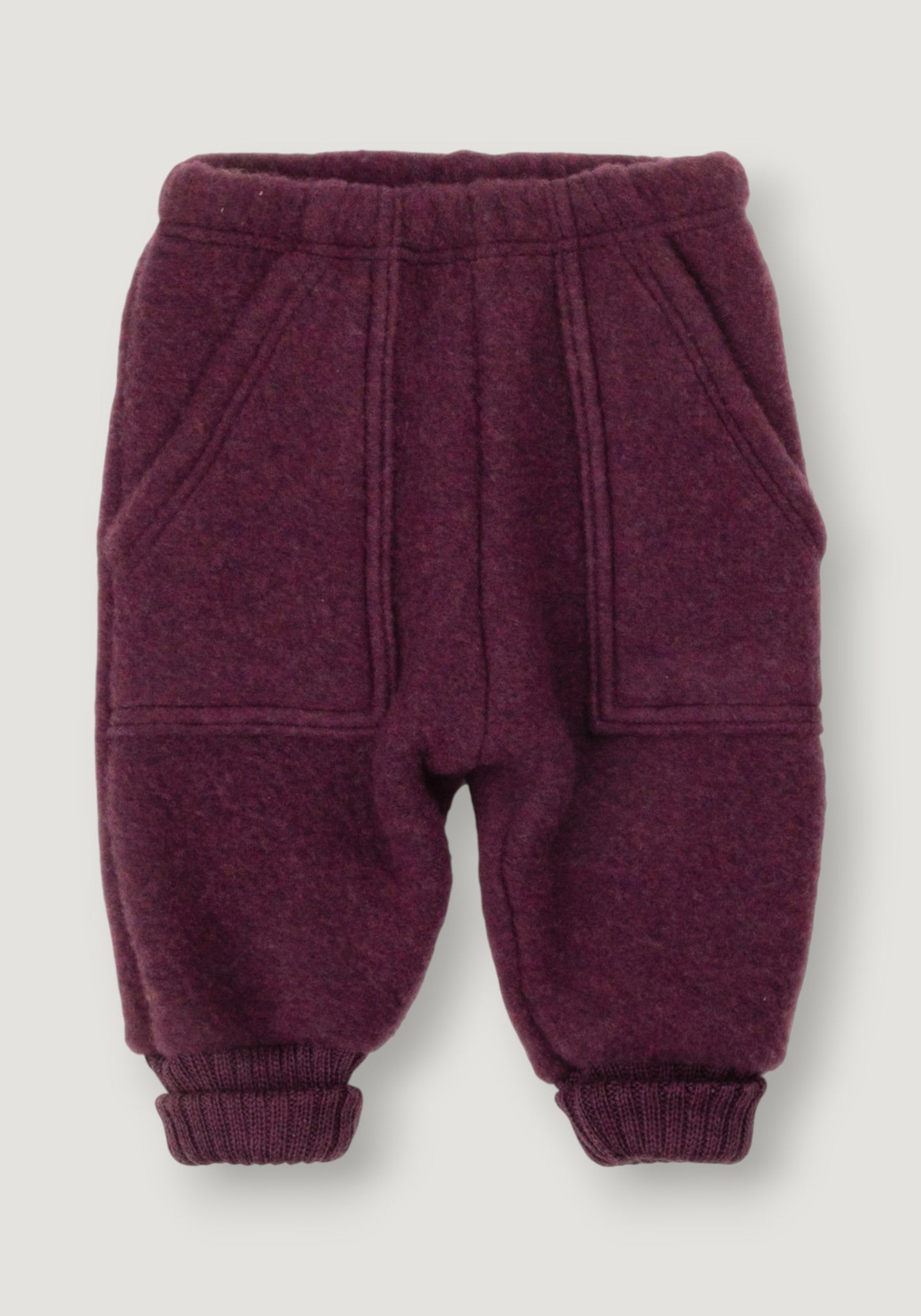 Pantaloni fleece din lână merinos - Plum 80