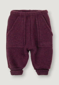 Pantaloni fleece din lână merinos - Plum 80