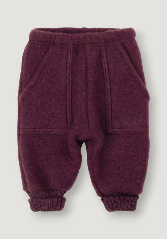 Pantaloni fleece din lână merinos - Plum 80