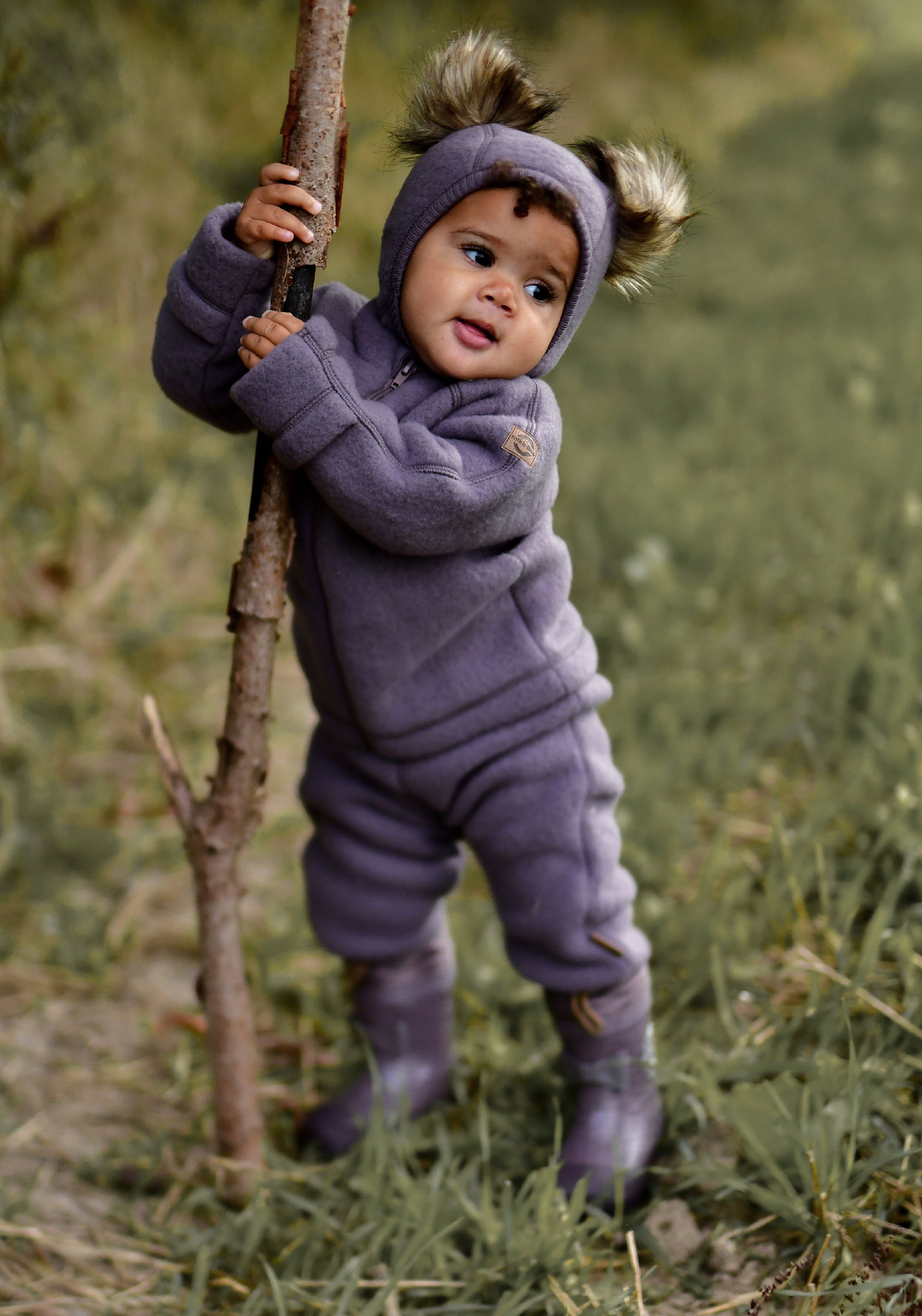 Pantaloni fleece din lână merinos - Sparrow