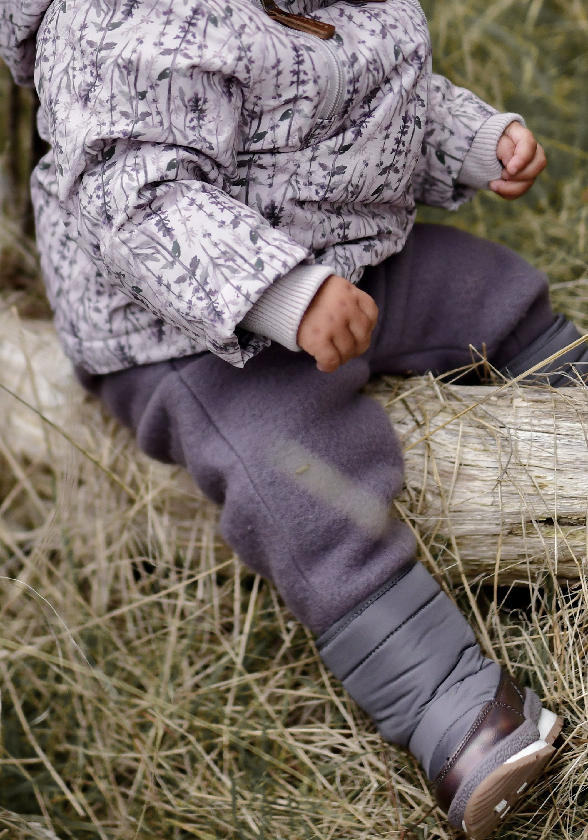 Pantaloni fleece din lână merinos - Sparrow