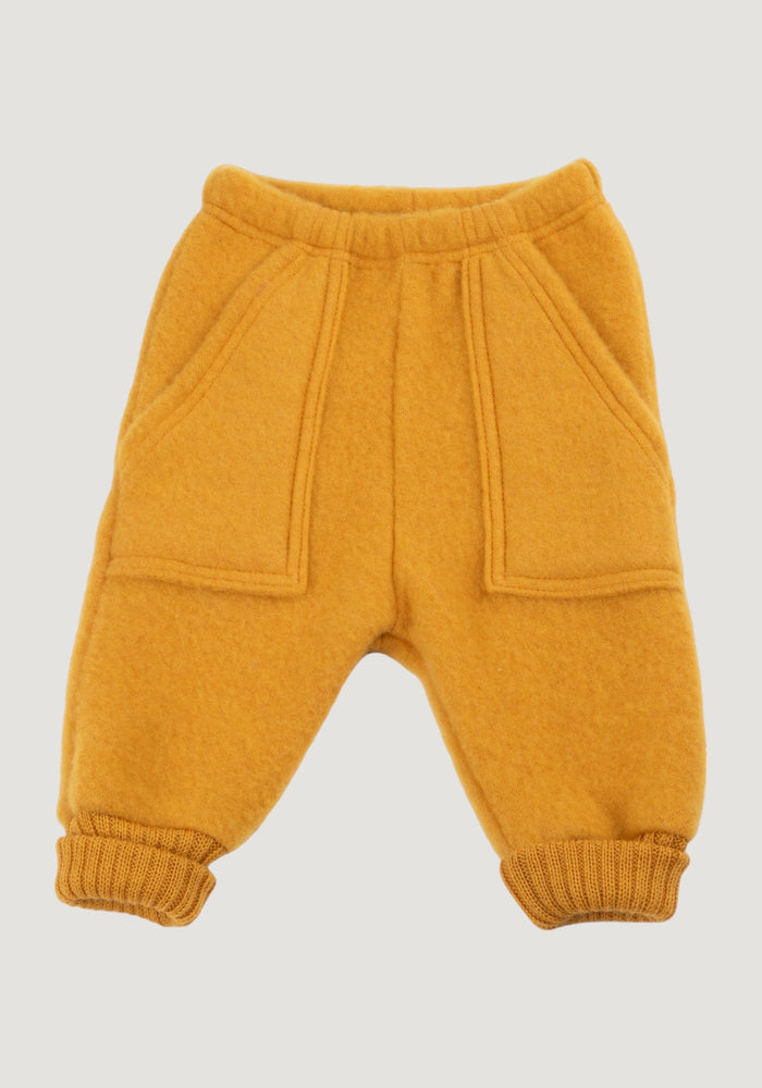 Pantaloni fleece din lână merinos - Yellow 80