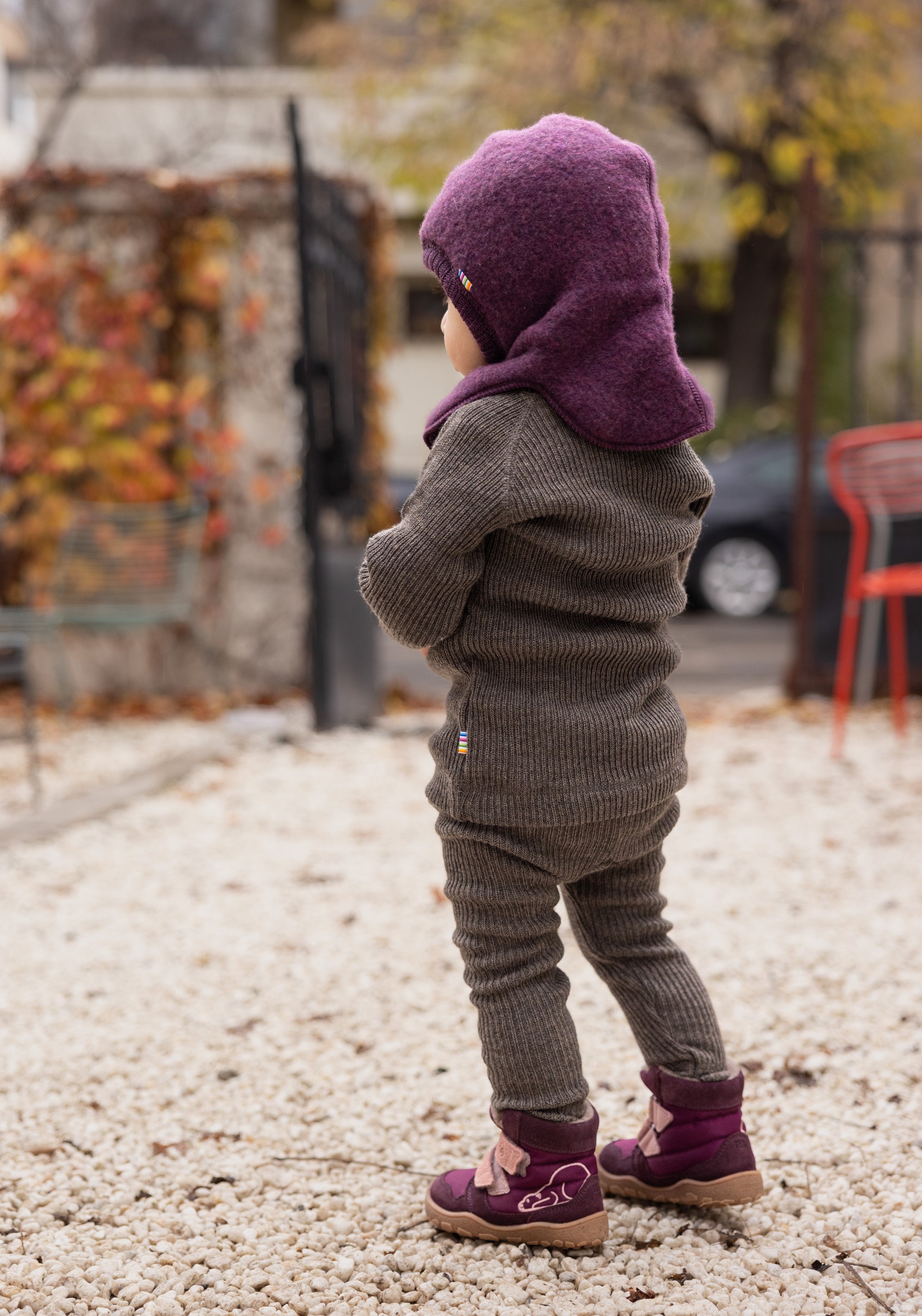 Pantaloni lână merinos - Rib Dark Brown