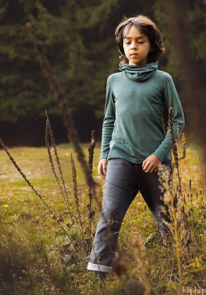 Pantaloni fleece din bumbac - Scille Anthracite Poudre Organic HipHip.ro