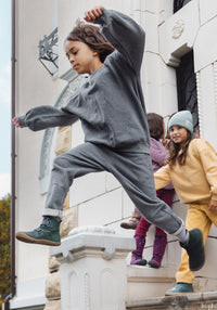 Pantaloni fleece din bumbac - Scille Anthracite Poudre Organic HipHip.ro