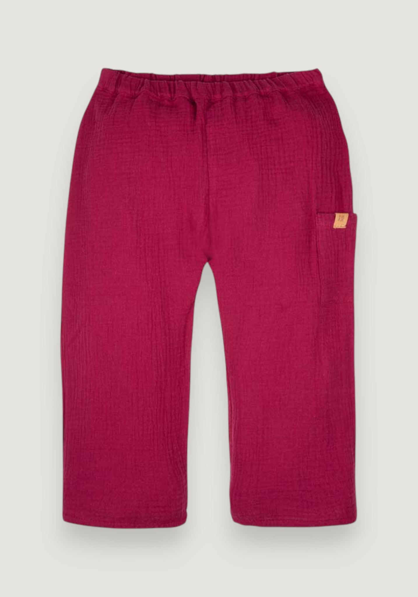 Pantaloni muselină dublă din bumbac - Raspberry