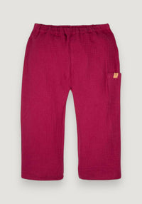 Pantaloni muselină dublă din bumbac - Raspberry