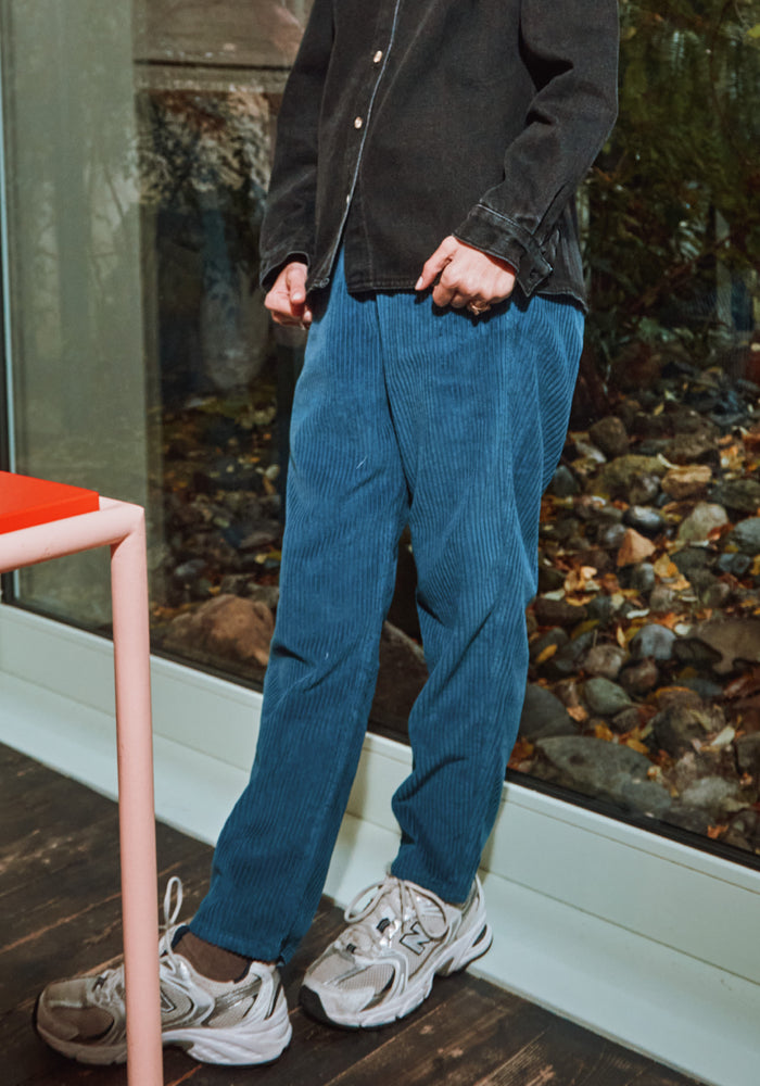 Pantaloni reiat femei din bumbac - Coquelicot Dark Denim