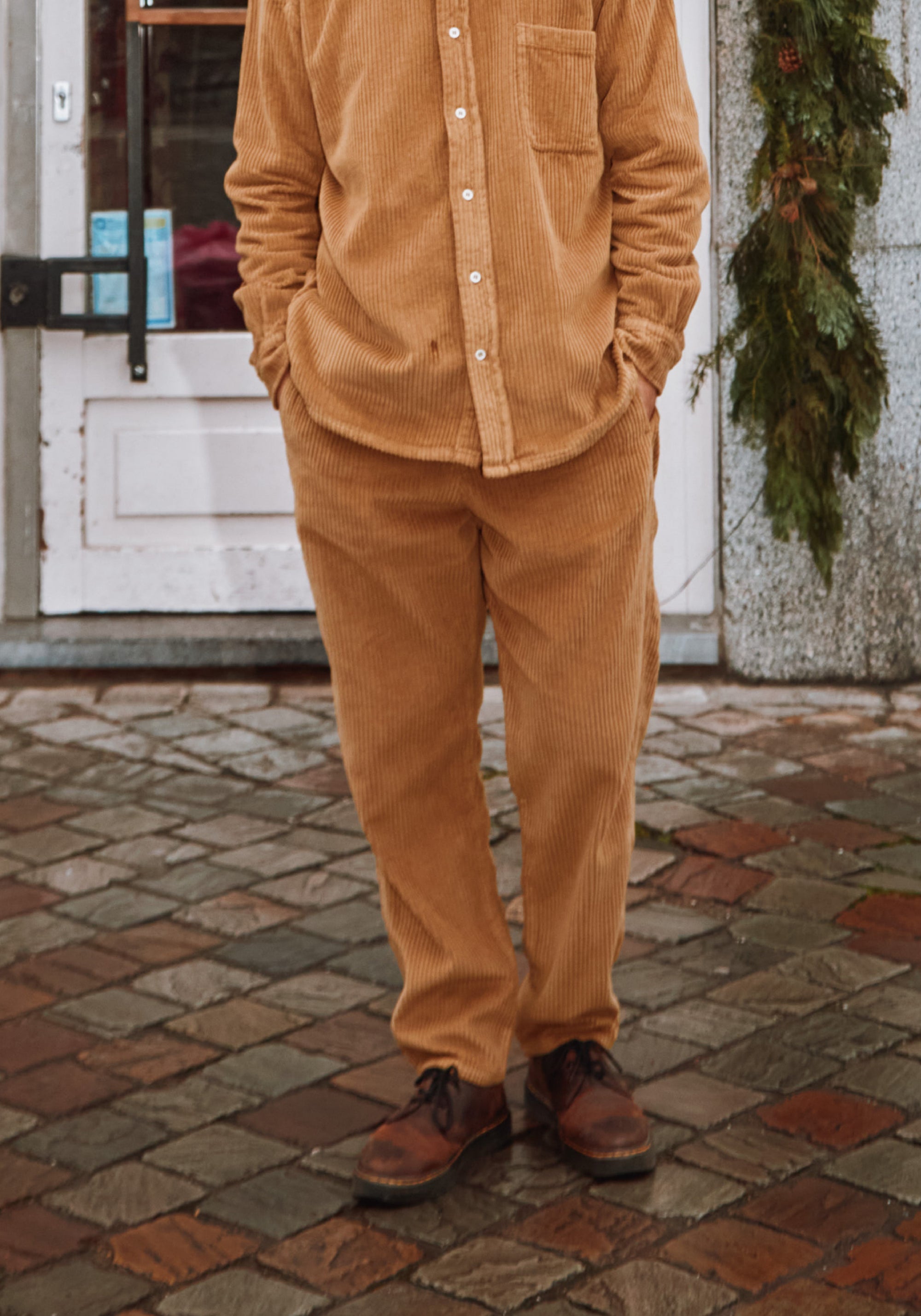 Pantaloni reiat femei din bumbac - Coquelicot Dull Gold