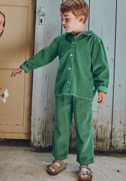 Pantaloni reiat din bumbac - Pomelos Deep Grass Green