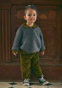 Pantaloni reiat din bumbac - Pomelos Fir Green 3 ani