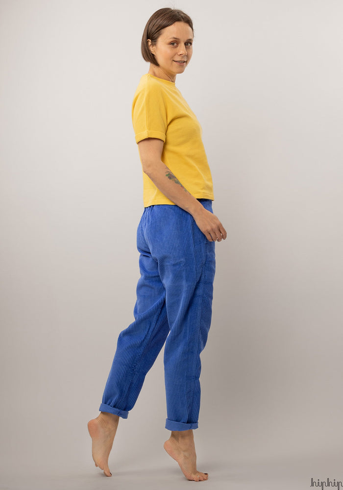 Pantaloni reiați femei din bumbac - Coquelicot Dazzling Blue Poudre Organic HipHip.ro