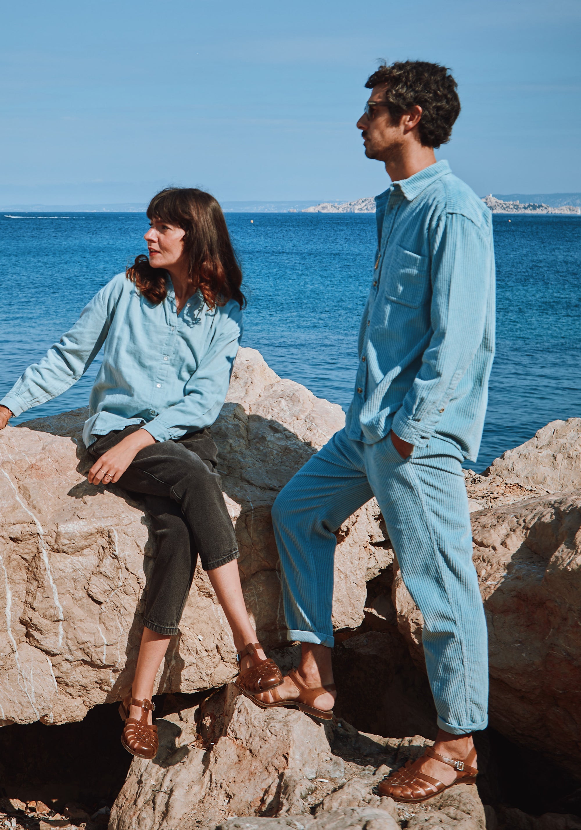 Pantaloni reiat unisex din bumbac - Coquelicot Arona