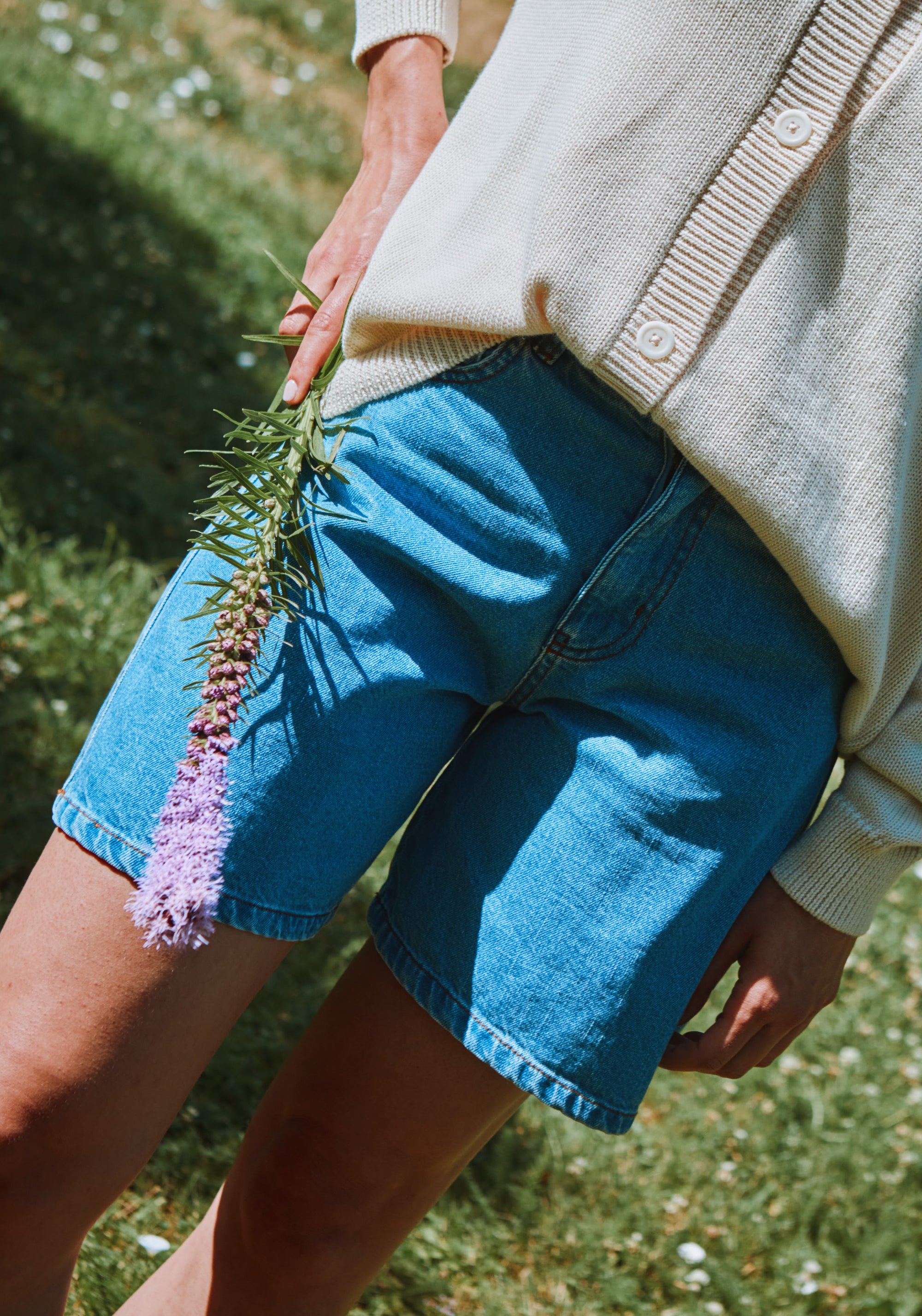 Pantaloni scurți din denim - Vetiver Blue