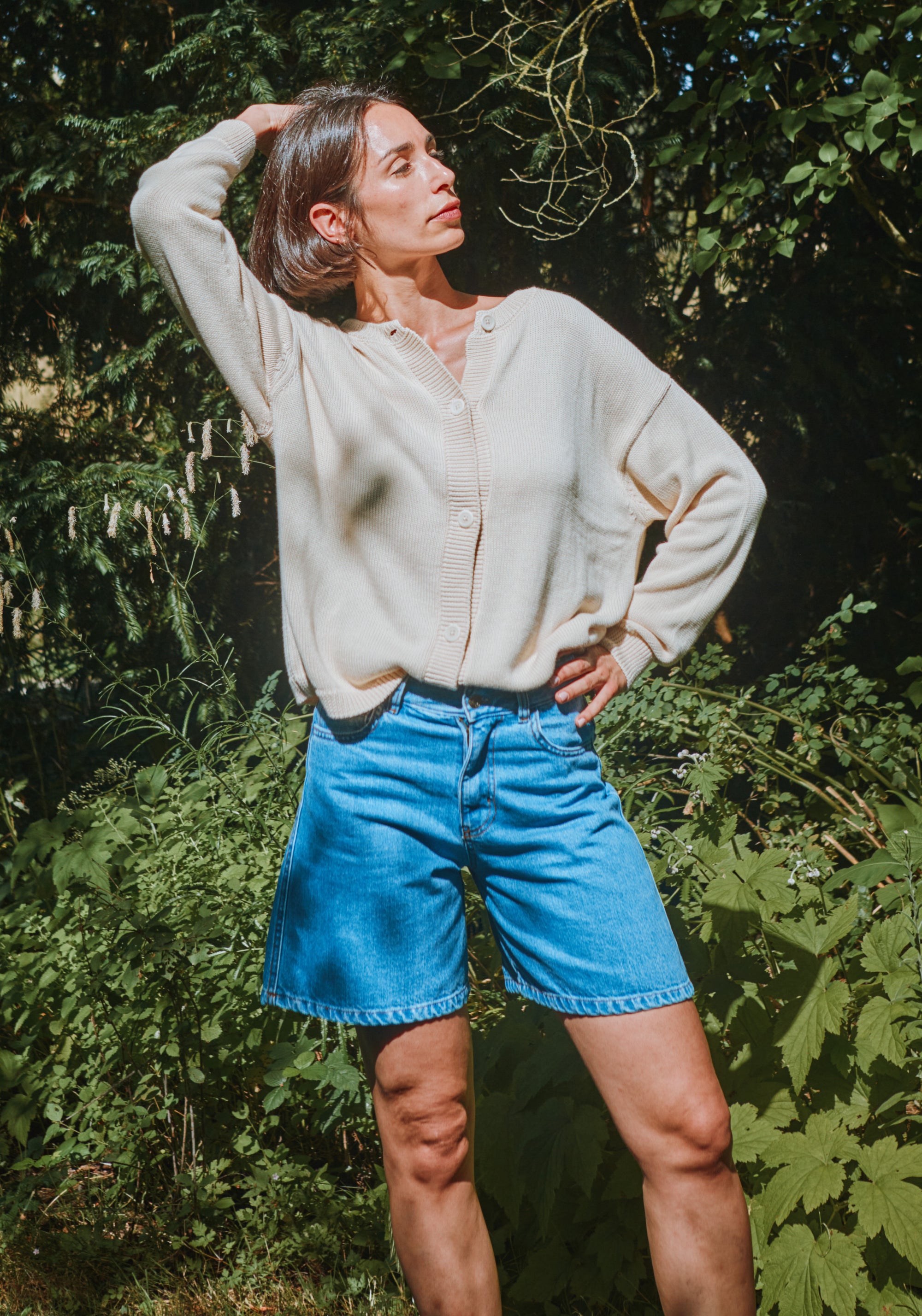 Pantaloni scurți din denim - Vetiver Blue