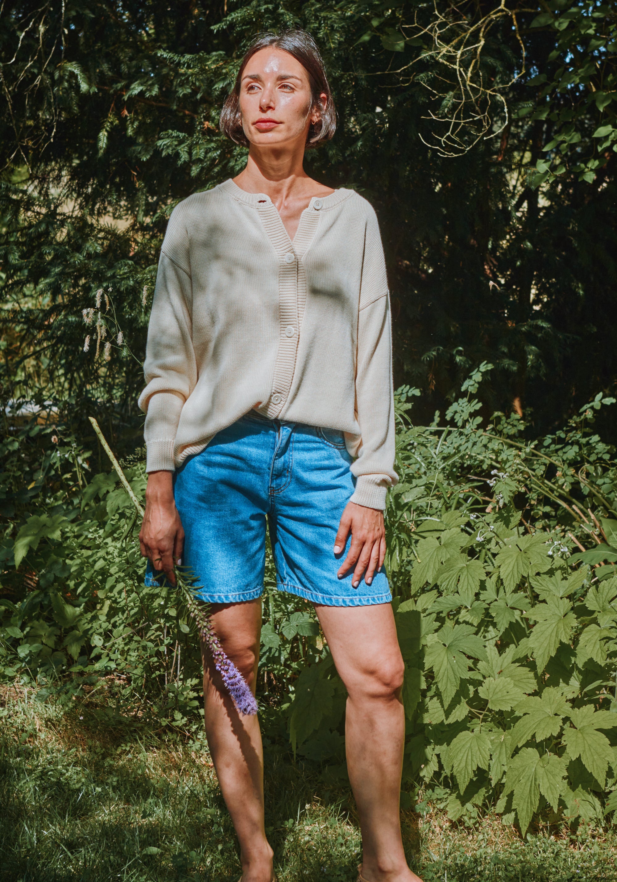 Pantaloni scurți din denim - Vetiver Blue