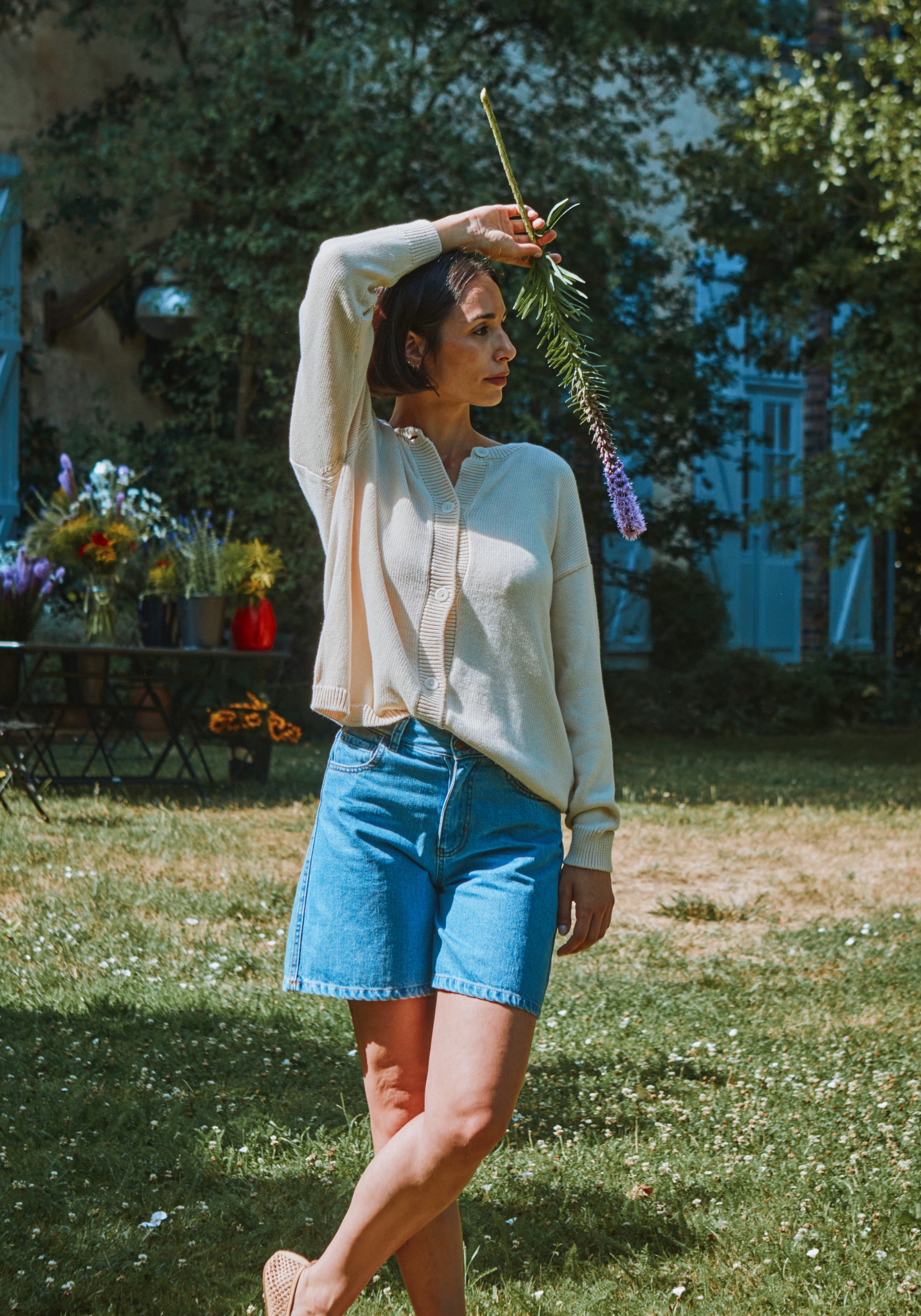 Pantaloni scurți din denim - Vetiver Blue