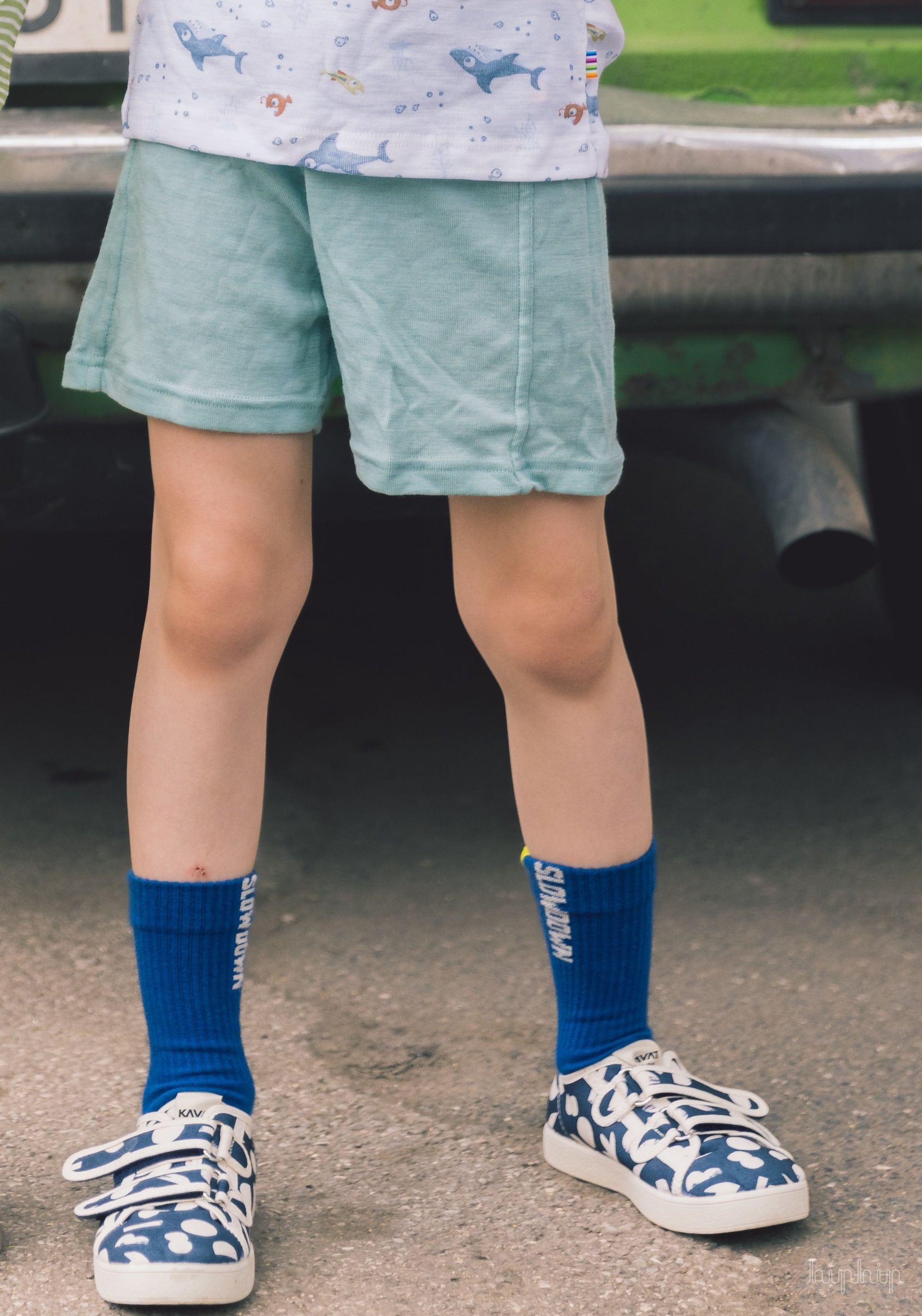 Pantaloni scurți lână de vară - Sea Light Blue Joha HipHip.ro