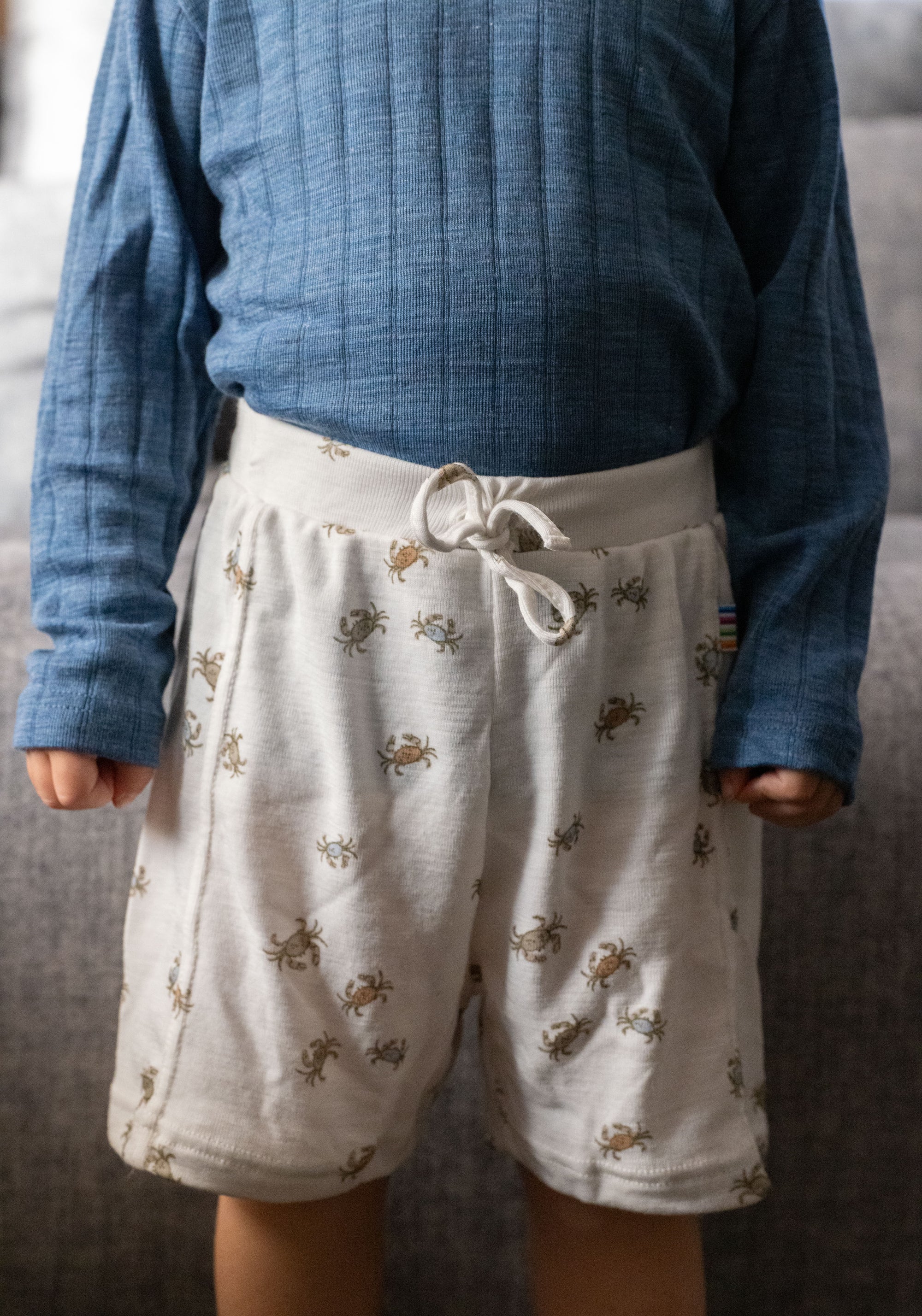 Pantaloni scurți din lână merinos și mătase - Crab