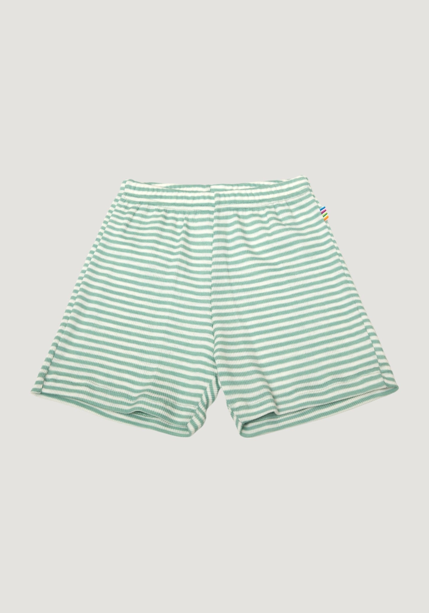 Pantaloni scurți din lână merinos și mătase - Green Stripe Joha HipHip.ro