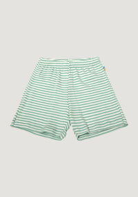 Pantaloni scurți din lână merinos și mătase - Green Stripe Joha HipHip.ro