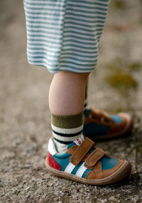 Pantaloni scurți din lână merinos și mătase - Green Stripe Joha HipHip.ro