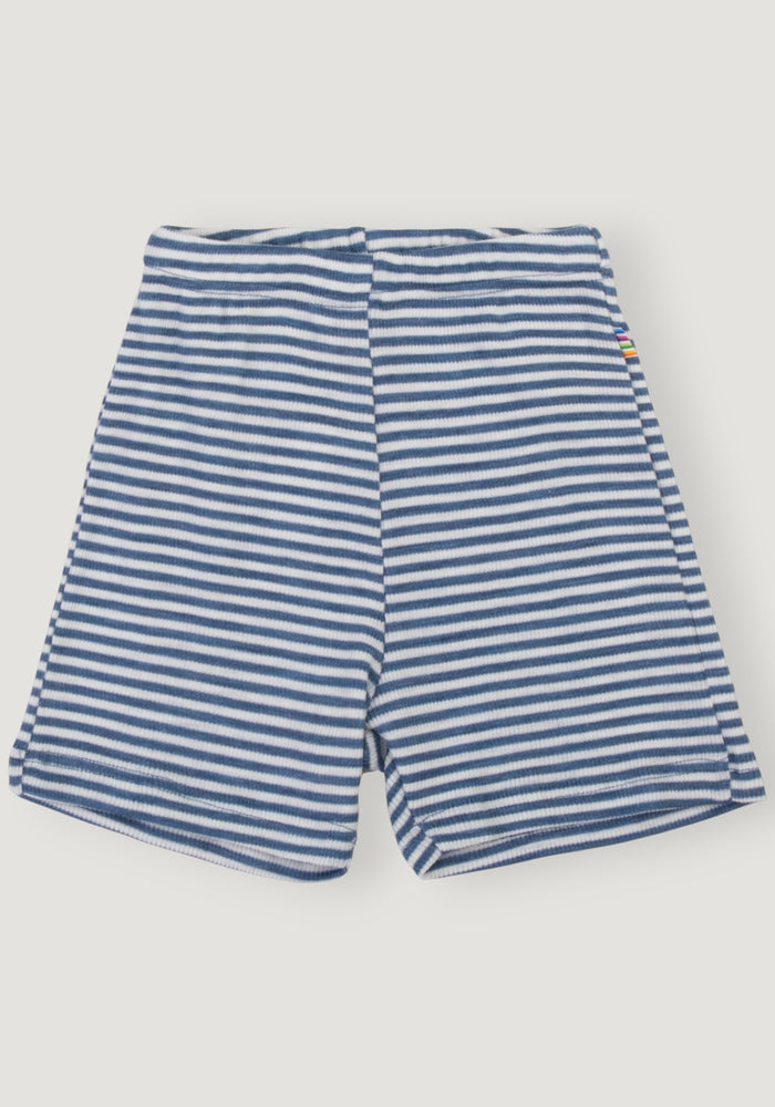 Pantaloni scurți din lână merinos și mătase - Stripe Blue