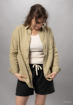 Pantaloni scurți femei din muselină dublă de bumbac - Hortensia Pirate Black