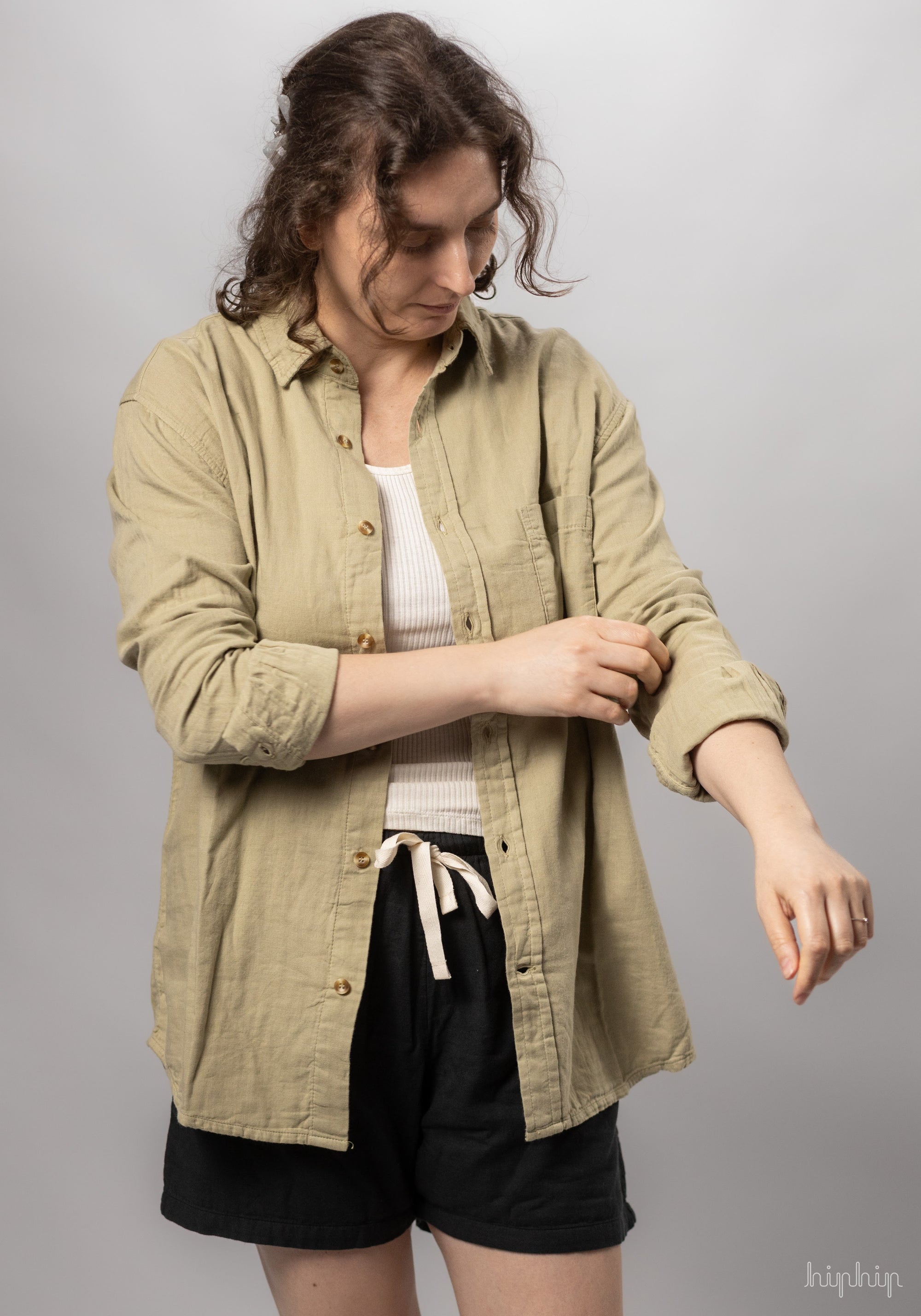 Pantaloni scurți femei din muselină dublă de bumbac - Hortensia Pirate Black