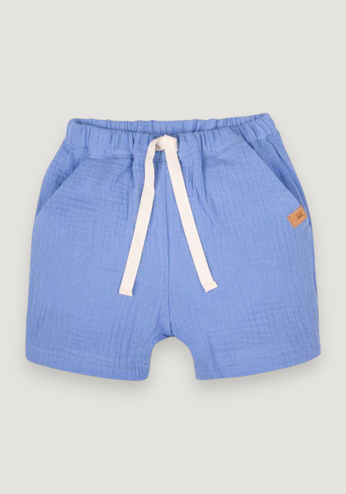 Pantaloni scurți muselină dublă din bumbac - Bluebell