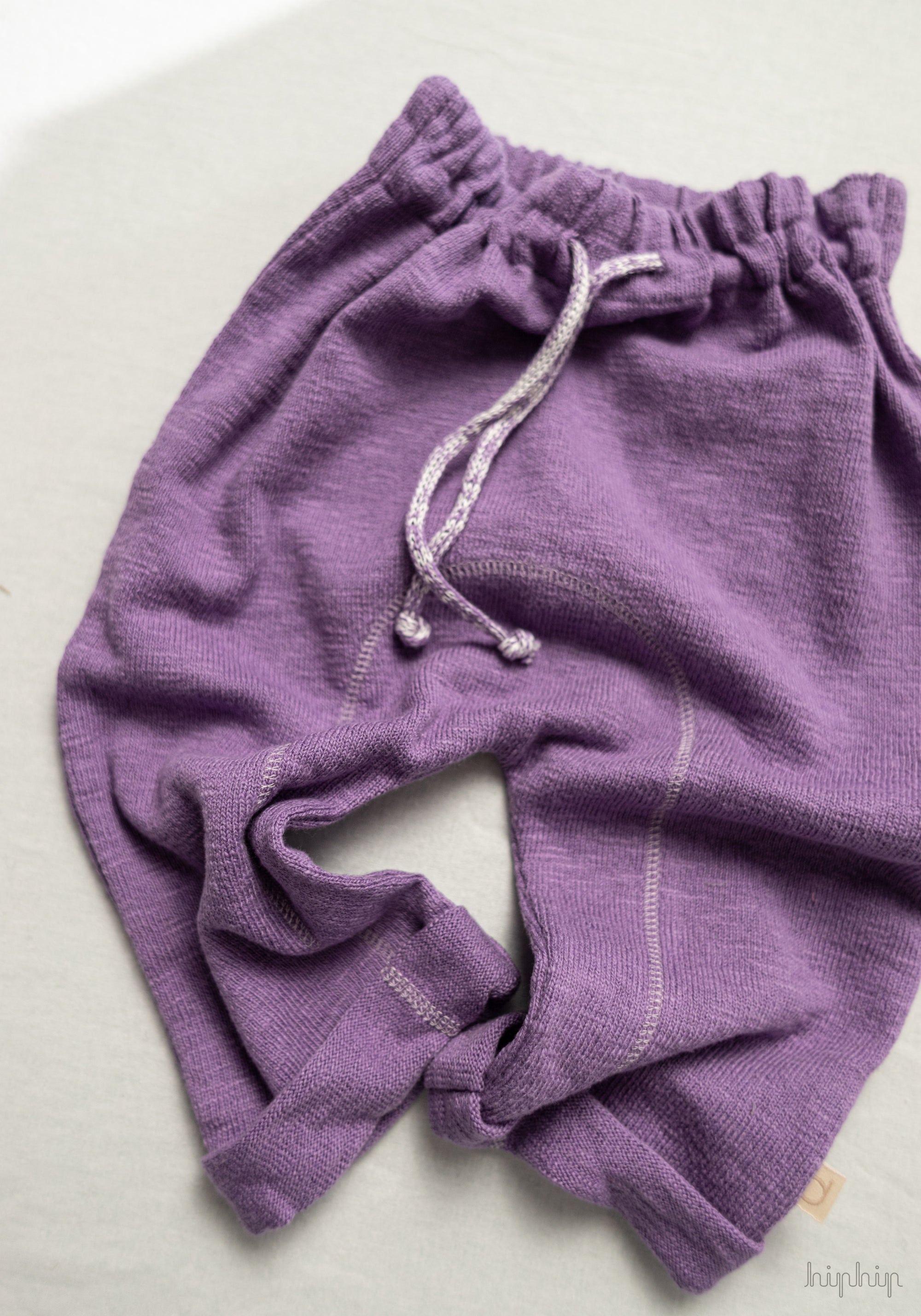 Pantaloni tricotați din bumbac și in - Lilac