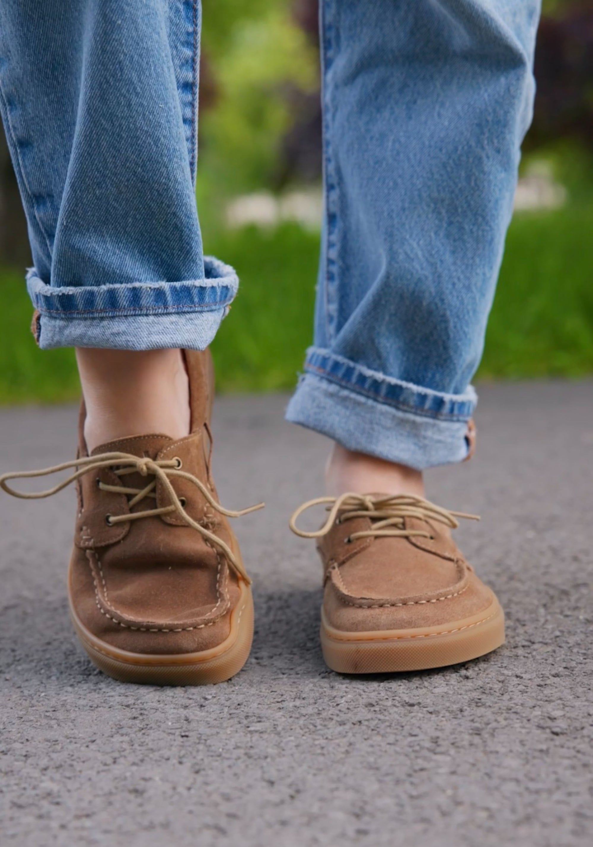 Pantofi Barefoot din piele întoarsă - Hivera Taupe